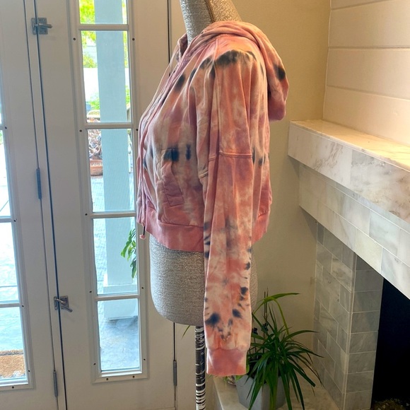 Young Fabulous & Broke Cropped Pink Tie Dye Hooded Sweatshirt - Picture 4 of 13